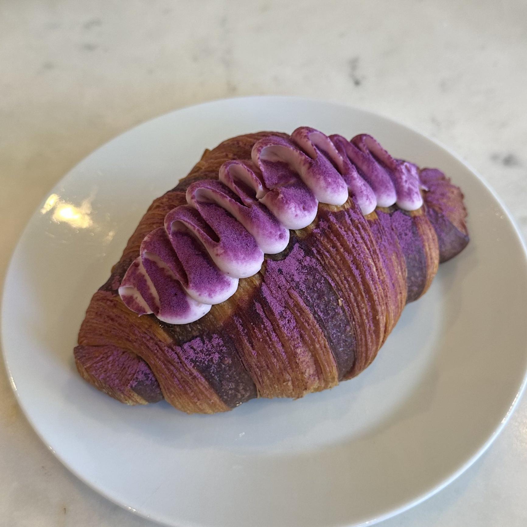 Purple sweet potato cream croissant — distinctive color and added nutritional value.