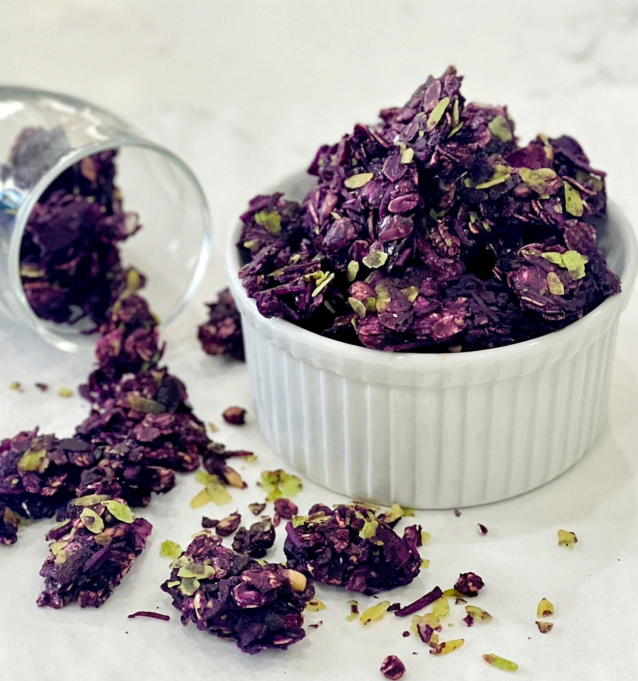 Purple sweet potato granola clusters — natural color and functional benefits.
